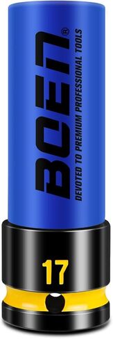 BOEN 22mm 1/2" Drive Wheel Protector Impact Socket, Non-Marring Thin Wall Wheel Protector Nut Socket, Color-Coded, Embossed and Painted Marking, CR-MO Steel in Kuwait