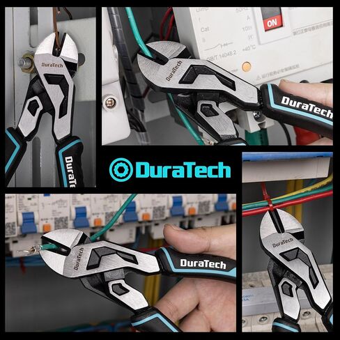 DURATECH 8-Inch Compound Diagonal Cutters, Gen 2 Dual Pivot High-Leverage Design for Effortless Cutting, Heavy-Duty CR-V Steel Side Cutting Pliers for General Purpose in Kuwait
