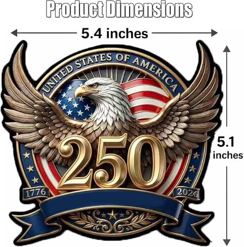 ملصق لاصق للسيارة للذكرى السنوية الـ 250 لأمريكا، ملصق النسر الأمريكي 1776-2026 لثلاجات السيارات، ملصقات النسر الأمريكي، مناسب لزجاجات المياه والخوذ ونوافذ السيارة - قطعتان in Kuwait
