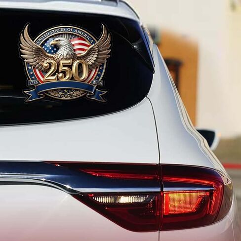 ملصق لاصق للسيارة للذكرى السنوية الـ 250 لأمريكا، ملصق النسر الأمريكي 1776-2026 لثلاجات السيارات، ملصقات النسر الأمريكي، مناسب لزجاجات المياه والخوذ ونوافذ السيارة - قطعتان in Kuwait