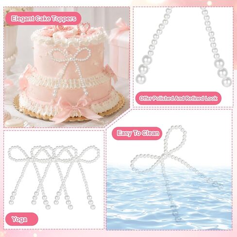 12 قطعة من أقواس اللؤلؤ للحرف اليدوية، أقواس اللؤلؤ للباقات، ملحقات باقة الزهور، القوس لتزيين الكيك، الجزء العلوي من تزيين الكيك لحفلات الزفاف، أغطية كب كيك لعيد الحب، عيد ميلاد، زفاف in Kuwait