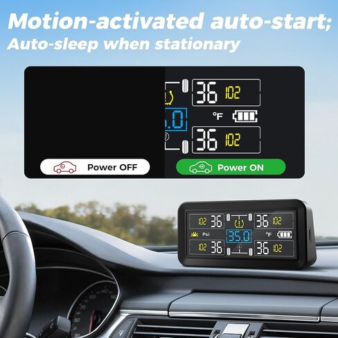 TPMS for RV & Trailer, 6 External Sensors Tire Pressure Monitoring System, 0-143 PSI High Pressure Range, Solar Powered Real-Time Monitor for Dually Truck, Camper, 5th Wheel, and Triple Axle Trailer in Saudi Arabia