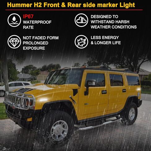 4 قطعة ضوء علامة جانبية LED بيضاء لـ 2003-2009 Hum-mer H2 LED أضواء إشارة الانعطاف مصابيح الحاجز استبدال مصابيح Sidemarker OEM عدسة مدخنة رقم جزء OEM: 25952319 in Kuwait