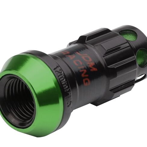 Auto Dynasty M12 x 1.5 نهاية مفتوحة 16 قطعة من صواميل العجلات المصنوعة من الألومنيوم الصلب + 4 صواميل قفل + 1 × مفتاح صامولة القفل (أخضر) in Kuwait