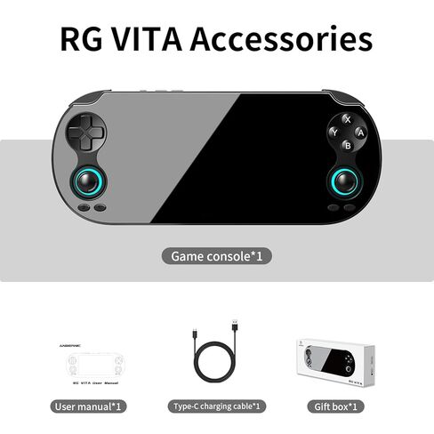 RG Vita Retro Handheld Game Console, Android 12 Portable Gaming Console with 5.46" IPS Touch Screen, 3GB+64GB, Multi-Emulator, Wireless Screen Mirroring, Ideal for Home & Outdoor Entertainment (Black) in Saudi Arabia