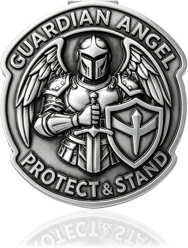 1 Pack Guardian Angel Visor Clip, 3D Armored Angel Car Visor Clip with Shield and Sword, "Protect & Stand" Engraved Metal Auto Interior Accessory, Unique Gift for Drivers, Guardian Angel for Car in Saudi Arabia