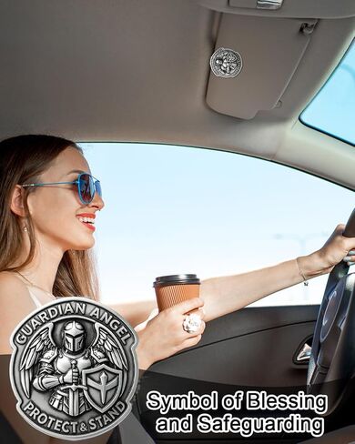 1 Pack Guardian Angel Visor Clip, 3D Armored Angel Car Visor Clip with Shield and Sword, "Protect & Stand" Engraved Metal Auto Interior Accessory, Unique Gift for Drivers, Guardian Angel for Car in Saudi Arabia