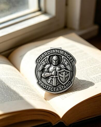 1 Pack Guardian Angel Visor Clip, 3D Armored Angel Car Visor Clip with Shield and Sword, "Protect & Stand" Engraved Metal Auto Interior Accessory, Unique Gift for Drivers, Guardian Angel for Car in Saudi Arabia