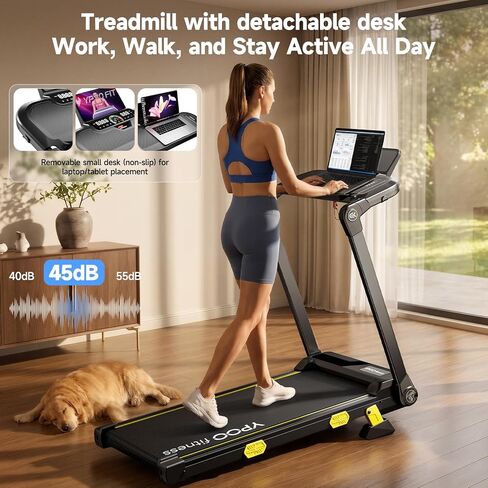 Folding Treadmill, 300 lb Capacity Treadmill with Handle Bar, Portable Treadmills for Home and Office, 2 in 1 Foldable Walking Pad Treadmill with Remote Control, LED Display, Wide Belt in Saudi Arabia