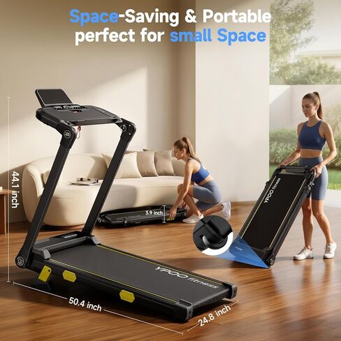 Folding Treadmill, 300 lb Capacity Treadmill with Handle Bar, Portable Treadmills for Home and Office, 2 in 1 Foldable Walking Pad Treadmill with Remote Control, LED Display, Wide Belt in Saudi Arabia