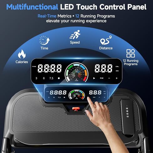 Folding Treadmill, 300 lb Capacity Treadmill with Handle Bar, Portable Treadmills for Home and Office, 2 in 1 Foldable Walking Pad Treadmill with Remote Control, LED Display, Wide Belt in Saudi Arabia