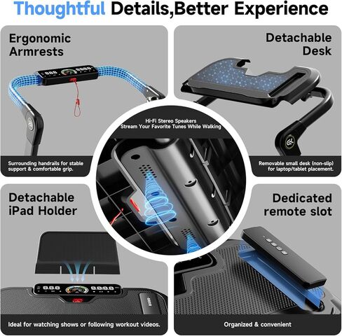 Folding Treadmill, 300 lb Capacity Treadmill with Handle Bar, Portable Treadmills for Home and Office, 2 in 1 Foldable Walking Pad Treadmill with Remote Control, LED Display, Wide Belt in Saudi Arabia