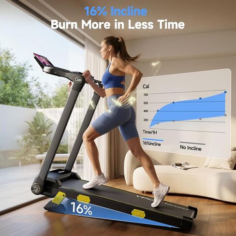 Folding Treadmill, 300 lb Capacity Treadmill with Handle Bar, Portable Treadmills for Home and Office, 2 in 1 Foldable Walking Pad Treadmill with Remote Control, LED Display, Wide Belt in Saudi Arabia