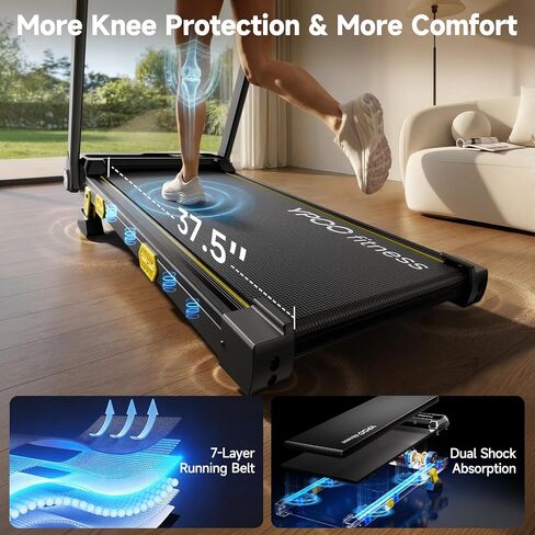 Folding Treadmill, 300 lb Capacity Treadmill with Handle Bar, Portable Treadmills for Home and Office, 2 in 1 Foldable Walking Pad Treadmill with Remote Control, LED Display, Wide Belt in Saudi Arabia