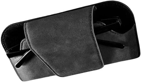 Sunglass Holder for Car Visor, Suede Car Glasses Storage Box with Clips, Scratch-Resistant Eyeglasses Case, Universal Vehicle Visor Accessories (Gray) in Kuwait