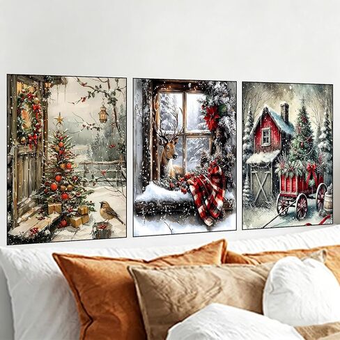 dipqyart 3 حزمة مجموعات الفن الماس للبالغين، مجموعات الرسم الماس عيد الميلاد للبالغين، 5d diy الحفر المستديرة جوهرة الفن الماس النقاط مجموعات لديكور المنزل هدية عطلة 12x16 بوصة (مشهد الثلج) in Kuwait