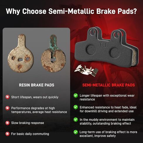 JERBOR Rear Brake Pads for Yozma in 10, High-Performance Semi-Metallic Brake Pad Disc Brakes, Durable Wheel Brakes Accessories for Yozma in Kuwait