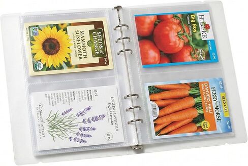 Seed Organizer Binder with Side Loading Sleeves, Clear Storage Book Holder and Plant Packet Keeper for Saving Your Garden Catalog, 180 Pockets, 3.8 x 5 Inches in Saudi Arabia