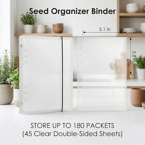 Seed Organizer Binder with Side Loading Sleeves, Clear Storage Book Holder and Plant Packet Keeper for Saving Your Garden Catalog, 180 Pockets, 3.8 x 5 Inches in Saudi Arabia