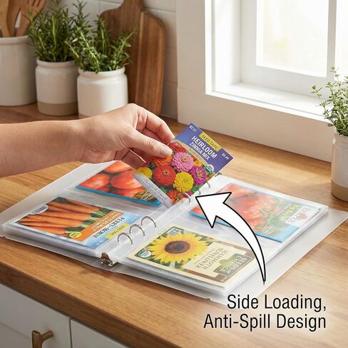 Seed Organizer Binder with Side Loading Sleeves, Clear Storage Book Holder and Plant Packet Keeper for Saving Your Garden Catalog, 180 Pockets, 3.8 x 5 Inches in Saudi Arabia