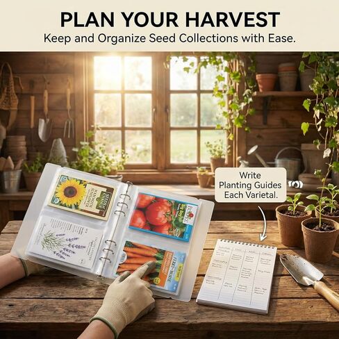 Seed Organizer Binder with Side Loading Sleeves, Clear Storage Book Holder and Plant Packet Keeper for Saving Your Garden Catalog, 180 Pockets, 3.8 x 5 Inches in Saudi Arabia