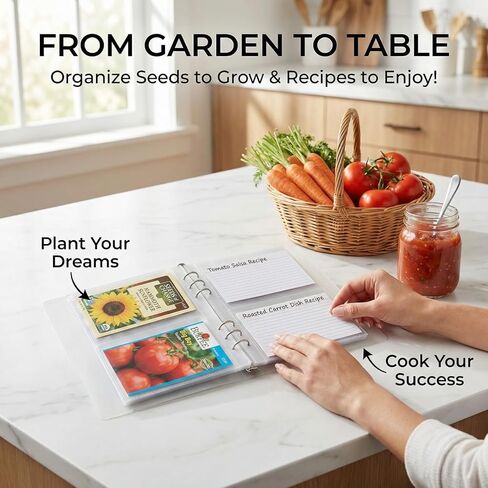 Seed Organizer Binder with Side Loading Sleeves, Clear Storage Book Holder and Plant Packet Keeper for Saving Your Garden Catalog, 180 Pockets, 3.8 x 5 Inches in Saudi Arabia