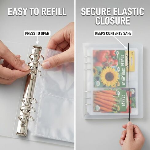 Seed Organizer Binder with Side Loading Sleeves, Clear Storage Book Holder and Plant Packet Keeper for Saving Your Garden Catalog, 180 Pockets, 3.8 x 5 Inches in Saudi Arabia