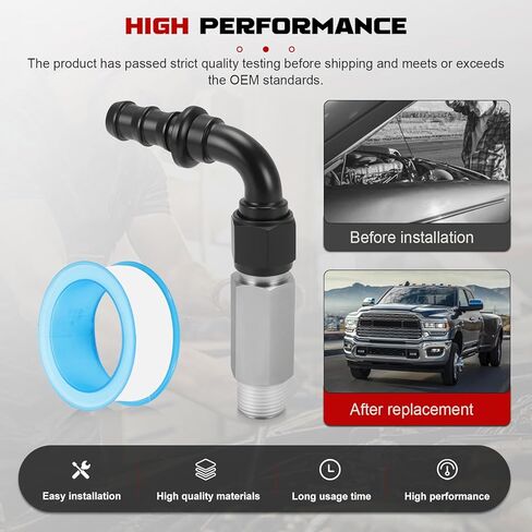 موصل خرطوم سخان مطور مناسب لـ Ram 6.7L Cummins 2500 3500 4000 4500 5500 2007.5-2024، 10AN قفل دفع استبدال 55056966AA 68005253AA 52014739AG 55056711AC محول أنبوب السخان in Kuwait