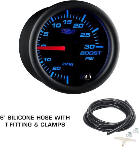 حزمة قياس GlowShift متوافقة مع Acura Integra 1994-2001 - ملون 7 ألوان 30 PSI دفعة/فراغ، 100 PSI ضغط الزيت ومقاييس درجة حرارة الماء - جراب عمود ثلاثي رمادي in Kuwait