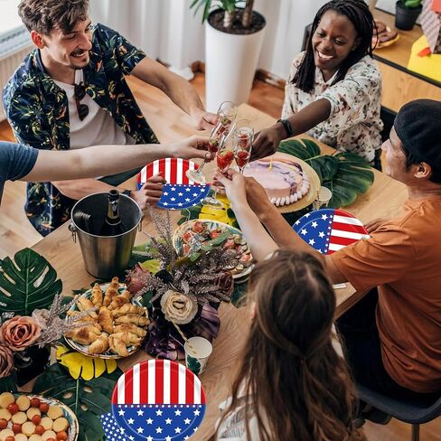 Serve 50,4th of July Party Supplies Set, Patriotic Party Decorations Sets,Includes 2 Tablecloth Dinner Plates, Napkins,Banner for Independence & Election Day Decorations in Saudi Arabia