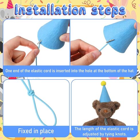 Civaner 12 Pcs Mini Party Hats and Balloons for Stuffed Animals, Felt Birthday Party Hats and 12" Balloons with Ribbon for Dolls Dog Cat Rabbit Puppies Decor(Pastel,Macaron Color,3.31 x 4.09 inches) in Kuwait