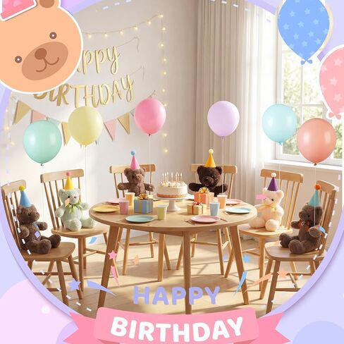Civaner 12 Pcs Mini Party Hats and Balloons for Stuffed Animals, Felt Birthday Party Hats and 12" Balloons with Ribbon for Dolls Dog Cat Rabbit Puppies Decor(Pastel,Macaron Color,3.31 x 4.09 inches) in Kuwait
