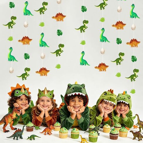 3 Pack Dinosaur Party Decorations Hanging Garlands, 30ft Dinosaur Streamer with Dinosaur Eggs Leaves, Dino Theme Party Supplies for Kids Birthday Baby Shower Jungle Party Décor in Kuwait