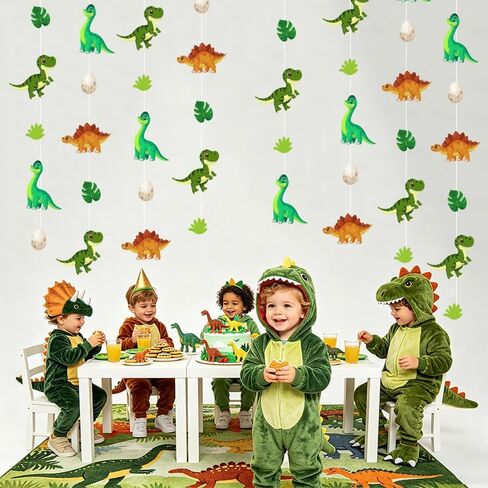 3 Pack Dinosaur Party Decorations Hanging Garlands, 30ft Dinosaur Streamer with Dinosaur Eggs Leaves, Dino Theme Party Supplies for Kids Birthday Baby Shower Jungle Party Décor in Kuwait