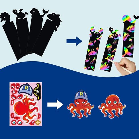 194PCS Under the Sea Party Favors 16 Pack Ocean Animals Stationery Set Bulk for Kids, Marine Animals Birthday Party Goodie Bag Stuffers Supplies Classroom Rewards Gifts for Kids in Saudi Arabia