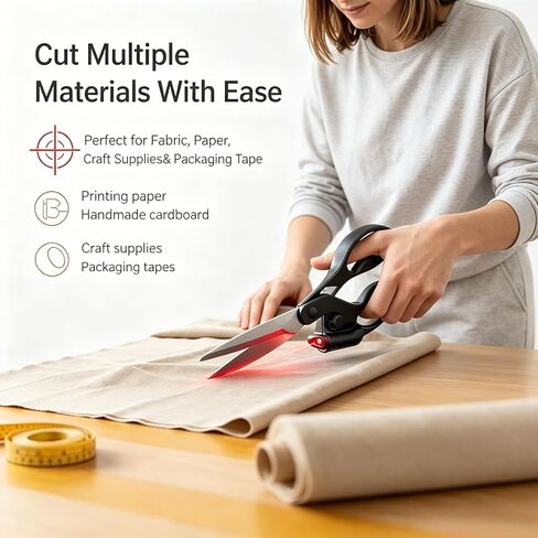 Professional Laser Guided Scissors for Fabric Cutting, Precision Cuts Straight Fast Guide Light Scissor, scissors all purpose for Quilting, Paper, Crafts with Upgraded Ergonomic Handle in Saudi Arabia