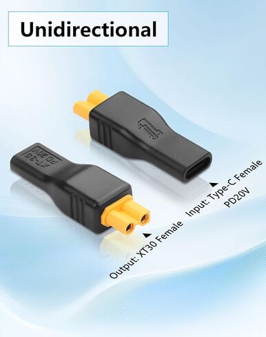 CERRXIAN USB C to XT30 Adapter, Type-C Female Input to XT30 Female Output Power Adapter for RC Lipo Battery Drone -2PCS in Kuwait