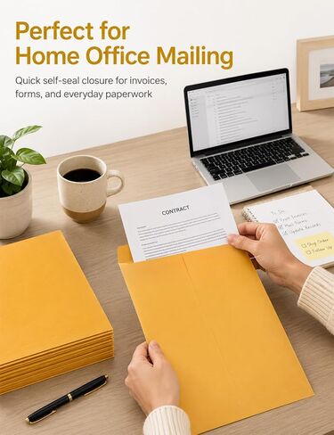 9x12 Manilla Envelopes Self Seal, 20 Pack - 100 GSM Heavyweight Brown Kraft Large Envelopes 9x12 for Mailing, Shipping and Document Organizing, Easy Peel & Press in Kuwait