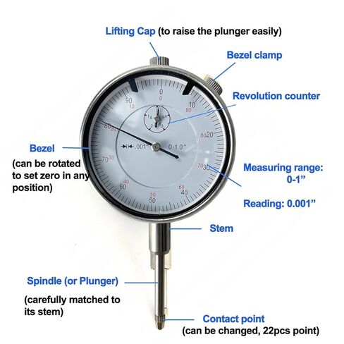 0-1.0" Dial Indicator with Magnetic Base， Adjustable Long Arm Magnetic Dial Indicator Professional Dial Gauge 0.001" in Saudi Arabia