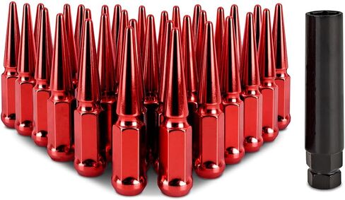 Mishimoto Spiked Lug Nuts, M14x1.5, 32-PC Set, Red in Kuwait