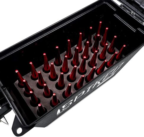 Mishimoto Spiked Lug Nuts, M14x1.5, 32-PC Set, Red in Kuwait