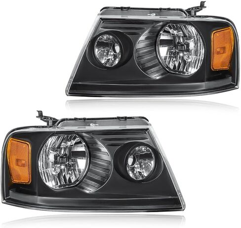 LED Projector Headlight Assembly, Fit 1997-2003 Ford F150/ 2004 Ford F150 Heritage/97-99 Ford F250 Light Duty/97-02 Ford Expedition Pair of Left & Right Side Chrome Housing Amber Reflector in Saudi Arabia