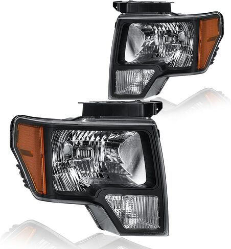 LED Projector Headlight Assembly, Fit 1997-2003 Ford F150/ 2004 Ford F150 Heritage/97-99 Ford F250 Light Duty/97-02 Ford Expedition Pair of Left & Right Side Chrome Housing Amber Reflector in Saudi Arabia