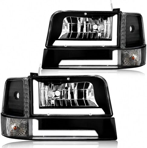 LED Projector Headlight Assembly, Fit 1997-2003 Ford F150/ 2004 Ford F150 Heritage/97-99 Ford F250 Light Duty/97-02 Ford Expedition Pair of Left & Right Side Chrome Housing Amber Reflector in Saudi Arabia