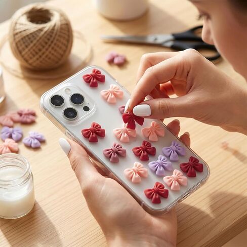 Incinkod 75 Pcs 3 Color Assorted Mini Resin Bows Flatback Charms, Cute Bow Embellishments Bulk for Hair Clips, Jewelry Making, Valentines, Galentine in Saudi Arabia