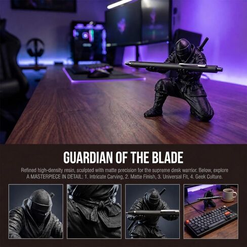 Ninja Pen Holder for Desk - Cool Samurai Figurine Pencil Stand & Office Decor, Gifts for Men in Saudi Arabia