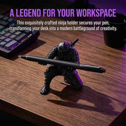 Ninja Pen Holder for Desk - Cool Samurai Figurine Pencil Stand & Office Decor, Gifts for Men in Saudi Arabia