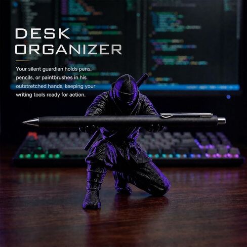 Ninja Pen Holder for Desk - Cool Samurai Figurine Pencil Stand & Office Decor, Gifts for Men in Saudi Arabia