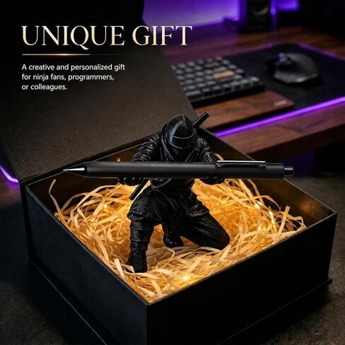 Ninja Pen Holder for Desk - Cool Samurai Figurine Pencil Stand & Office Decor, Gifts for Men in Saudi Arabia
