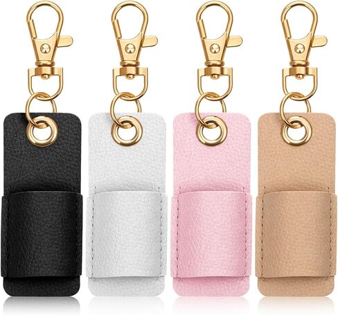 Lanyard Pen-Holder, Portable Anti-Lost Pen Holder, Pen-Lanyards Pencil Badge Holder Pocket PU Leather Pen Keychain for Pencil Badges Clipboard Nurses Office Courier(Black+White+Pink+Khaki) in Kuwait
